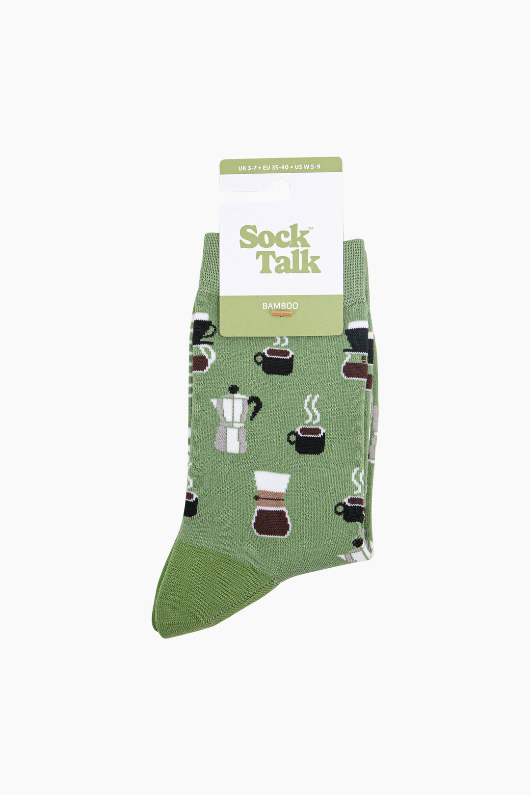 Coffee-Lovers-Bamboo-Socks-in-Green-In-Packaging
