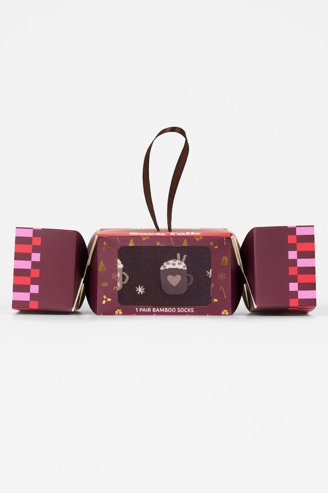 Hot-Chocolate-Drink-Bamboo-Crew-Socks-Christmas-Cracker-Gift-Box-in-Brown