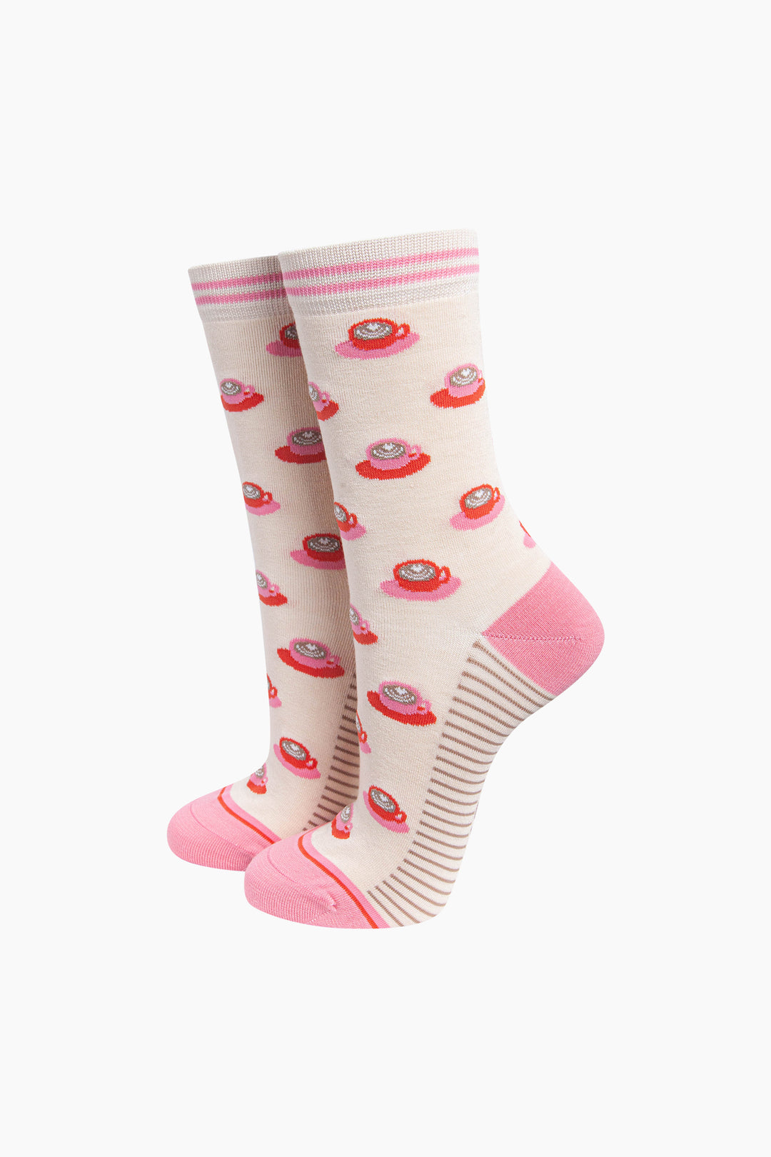 Flat-White-Coffee-Women's-Bamboo-Socks-in-Cream-On-Mannequin