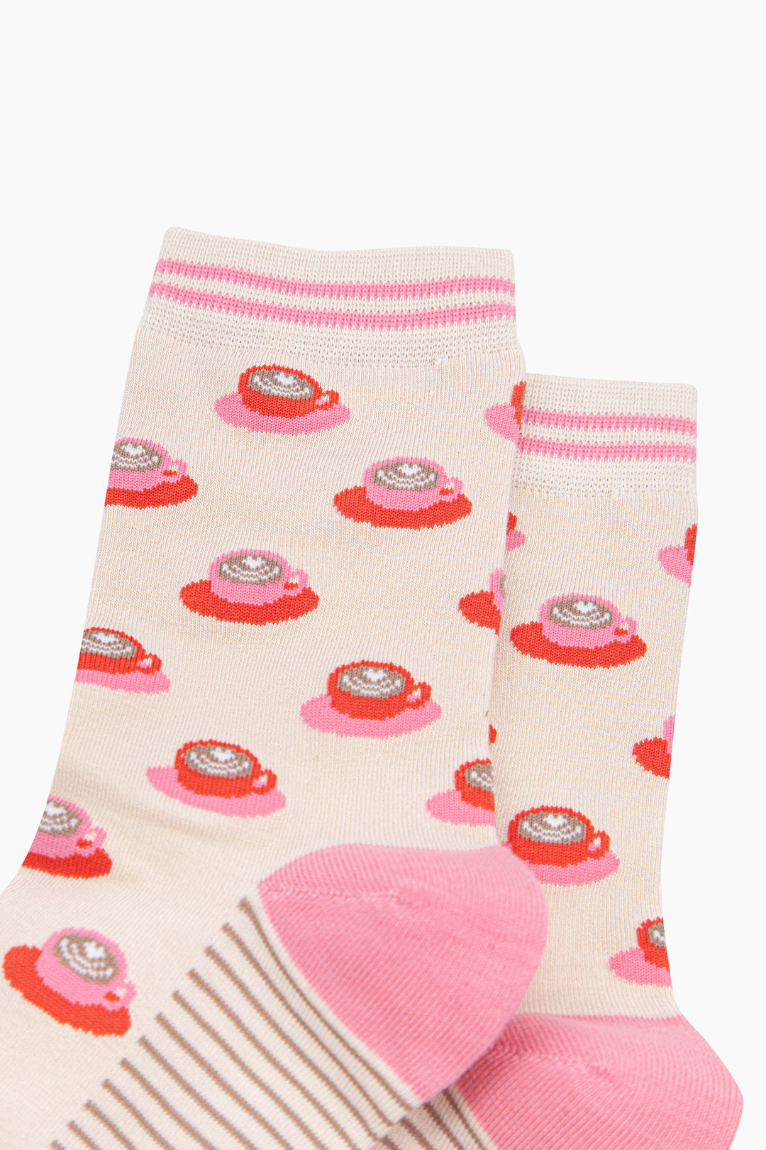 Flat-White-Coffee-Women's-Bamboo-Socks-in-Cream-Close-Up