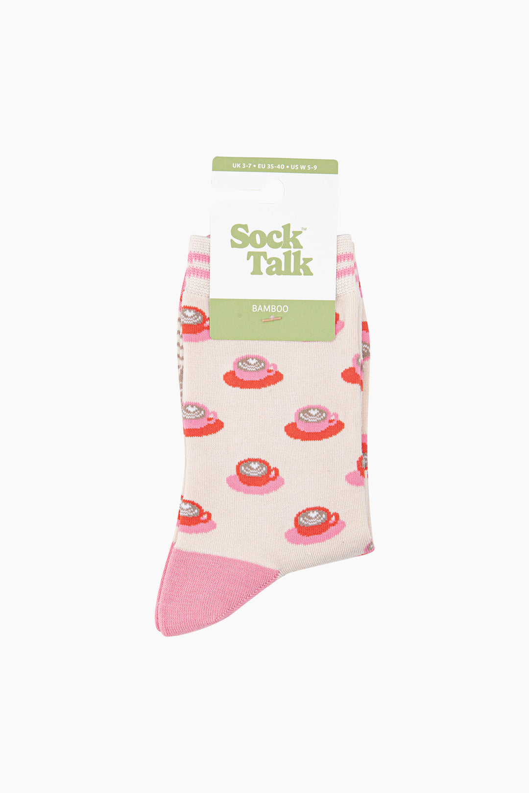Flat-White-Coffee-Women's-Bamboo-Socks-in-Cream-In-Packaging