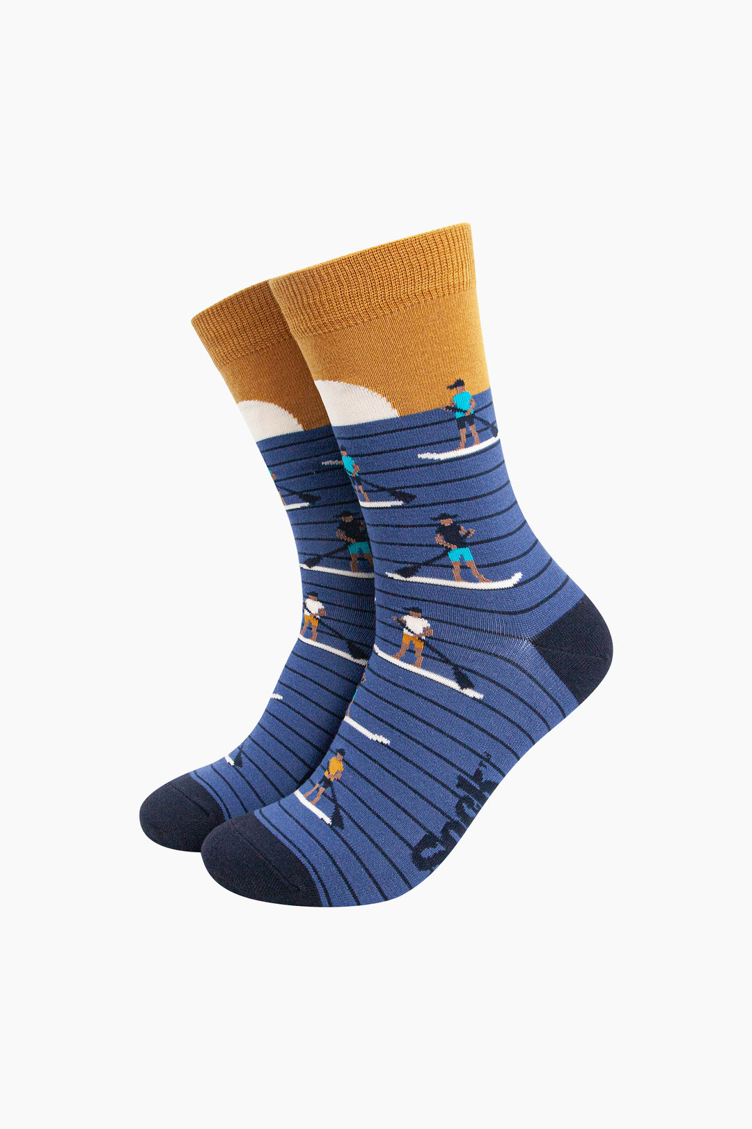 Sunset-Paddle-Boarding-Bamboo-Socks-in-Blue-Mannequin