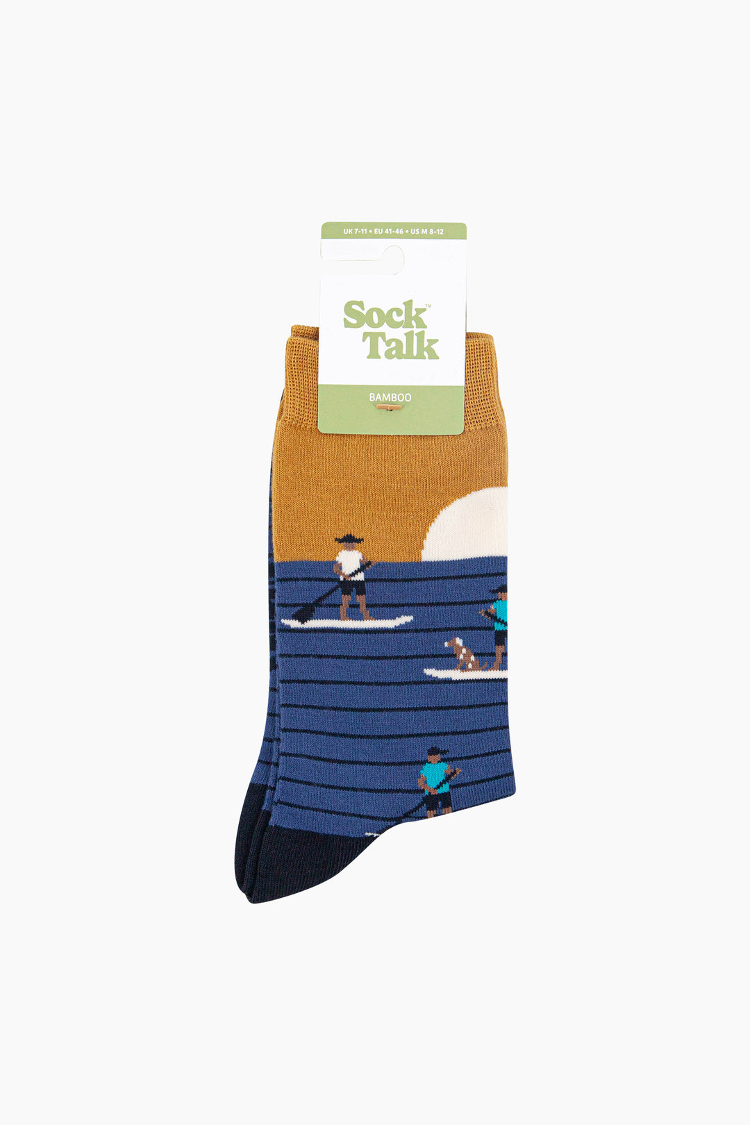 Sunset-Paddle-Boarding-Bamboo-Socks-in-Blue-In-Packaging