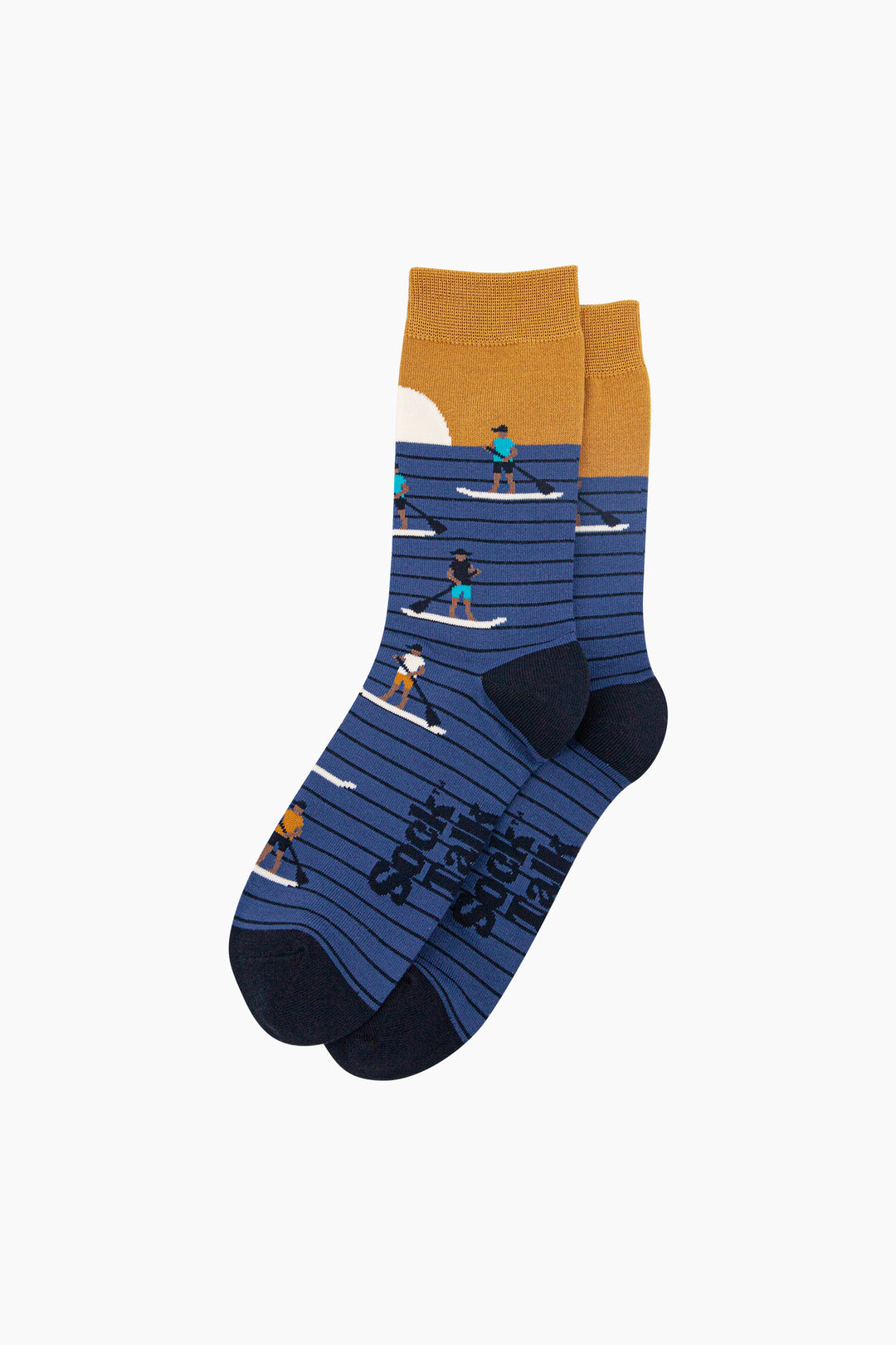 Sunset-Paddle-Boarding-Bamboo-Socks-in-Blue-Lying-Flat