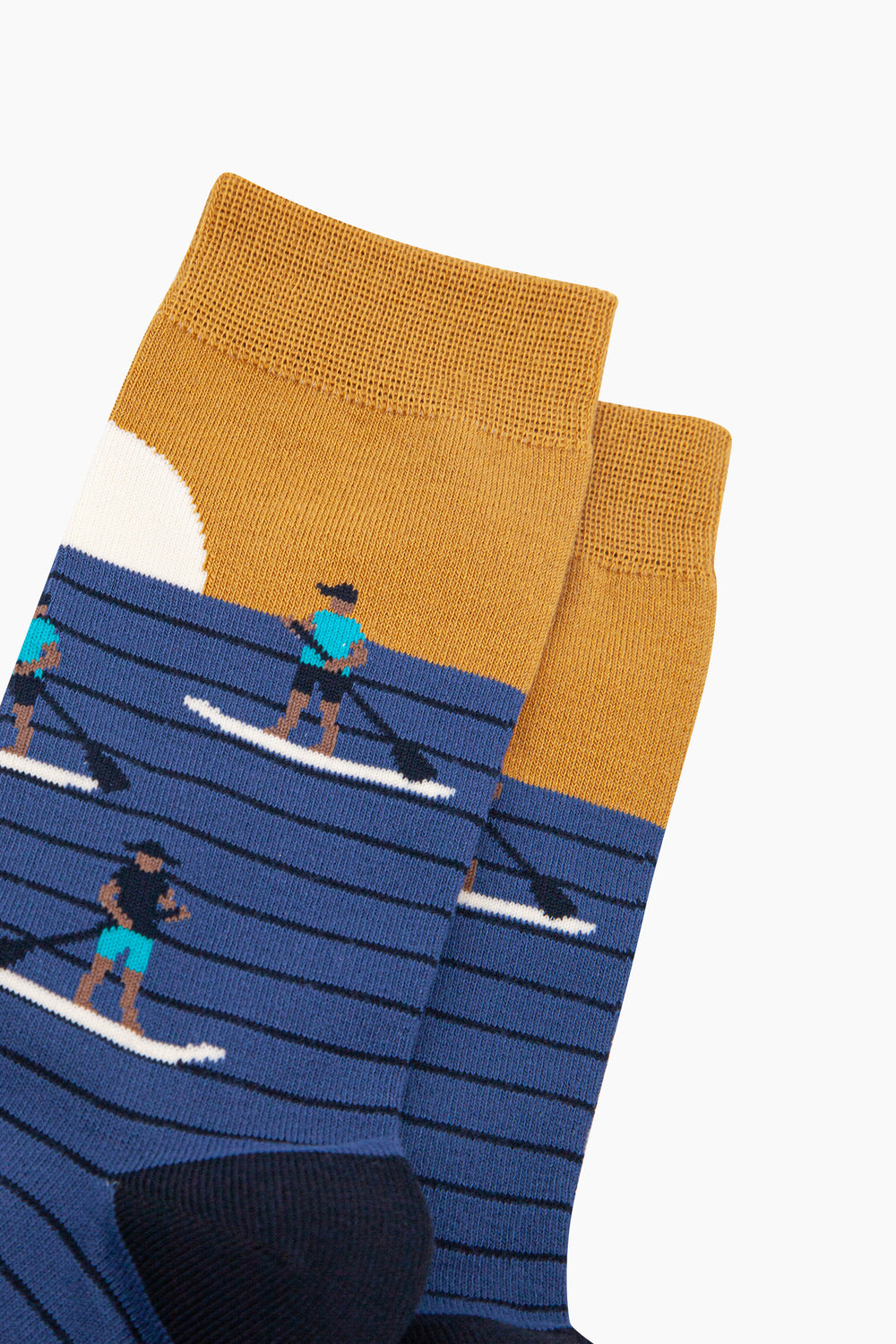 Sunset-Paddle-Boarding-Bamboo-Socks-in-Blue-Closeup