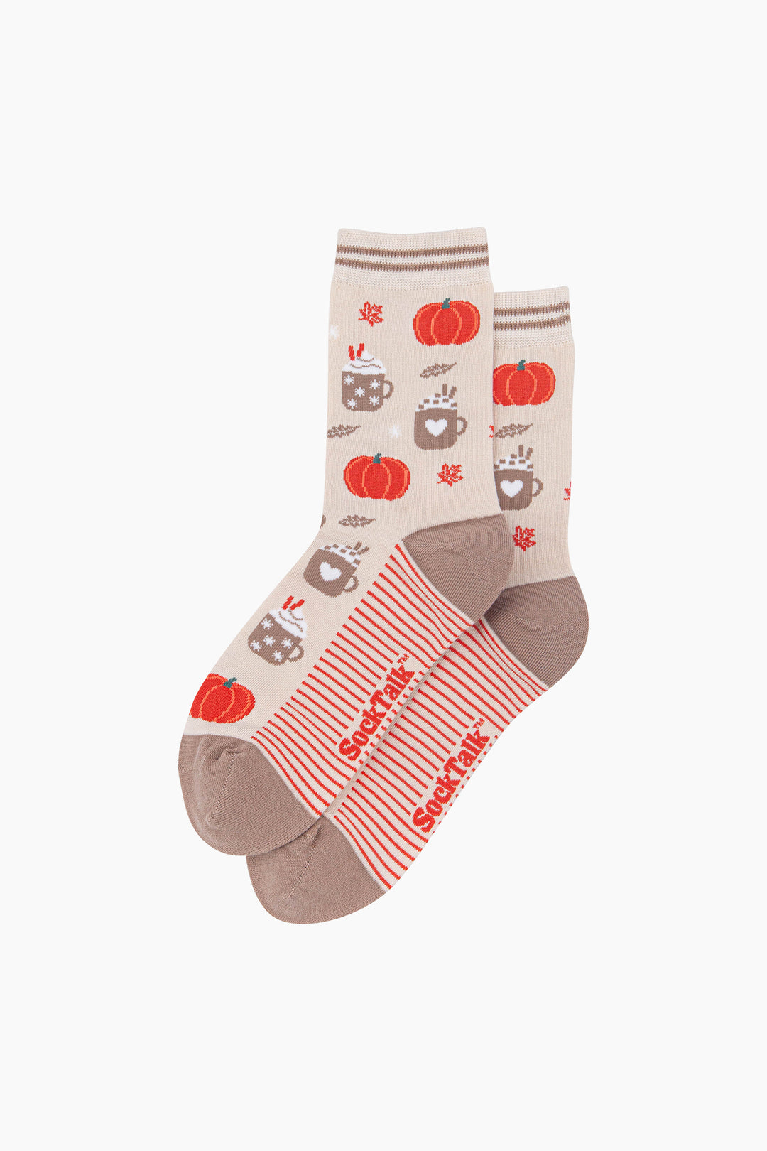 Pumpkin-Spice-Women's-Bamboo-Socks-in-Cream-Laid-Flat