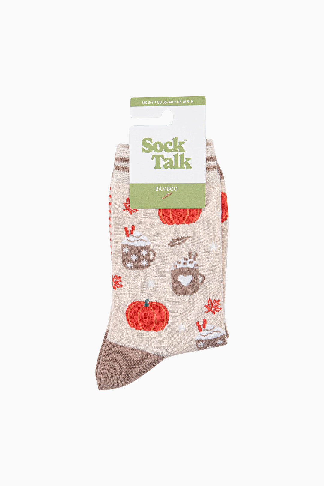 Pumpkin-Spice-Women's-Bamboo-Socks-in-Cream-In-Packaging