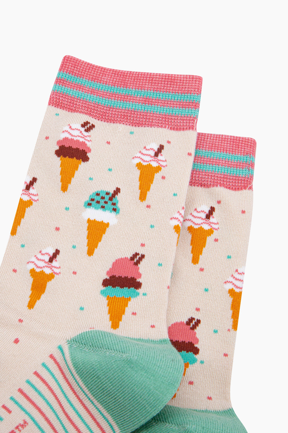 Ice-Cream-Cone-Bamboo-Socks-in-Cream-Close-Up