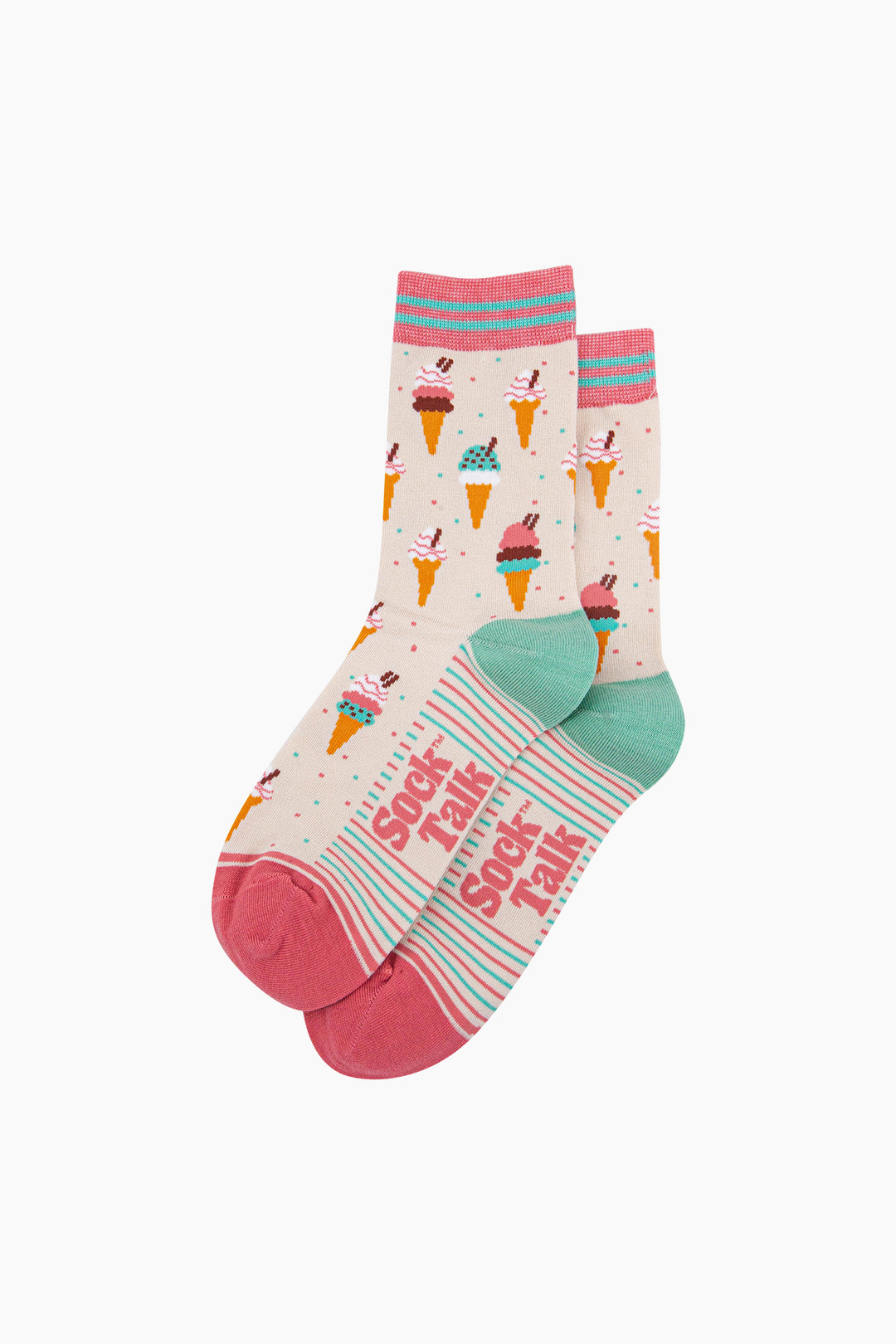 Ice-Cream-Cone-Bamboo-Socks-in-Cream-Laid-Flat