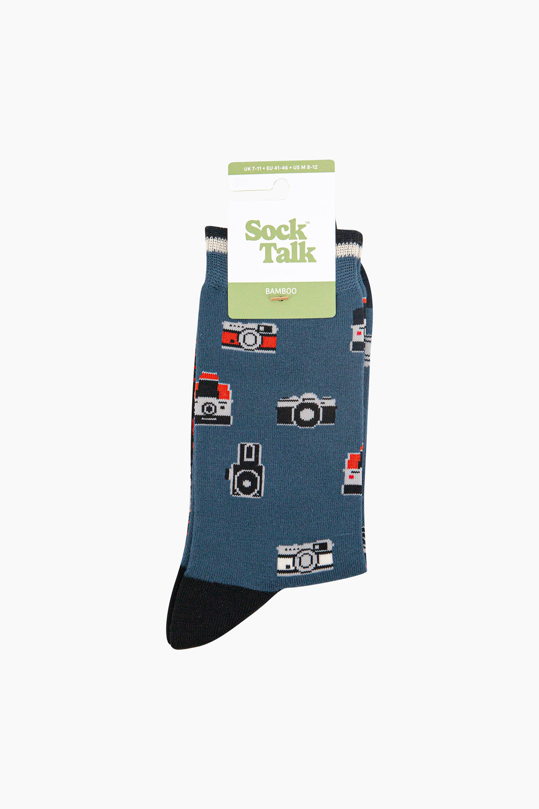 Vintage-Camera-Bamboo-Socks-in-Teal-In-Packaging