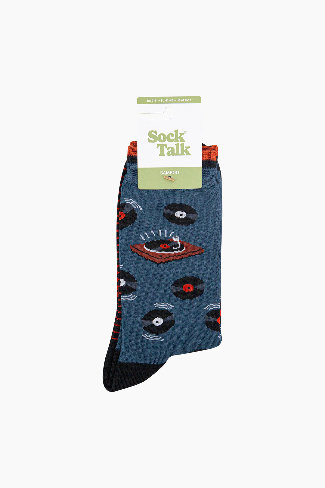 Vinyl-Records-Bamboo-Socks-in-Teal-In-Packaging