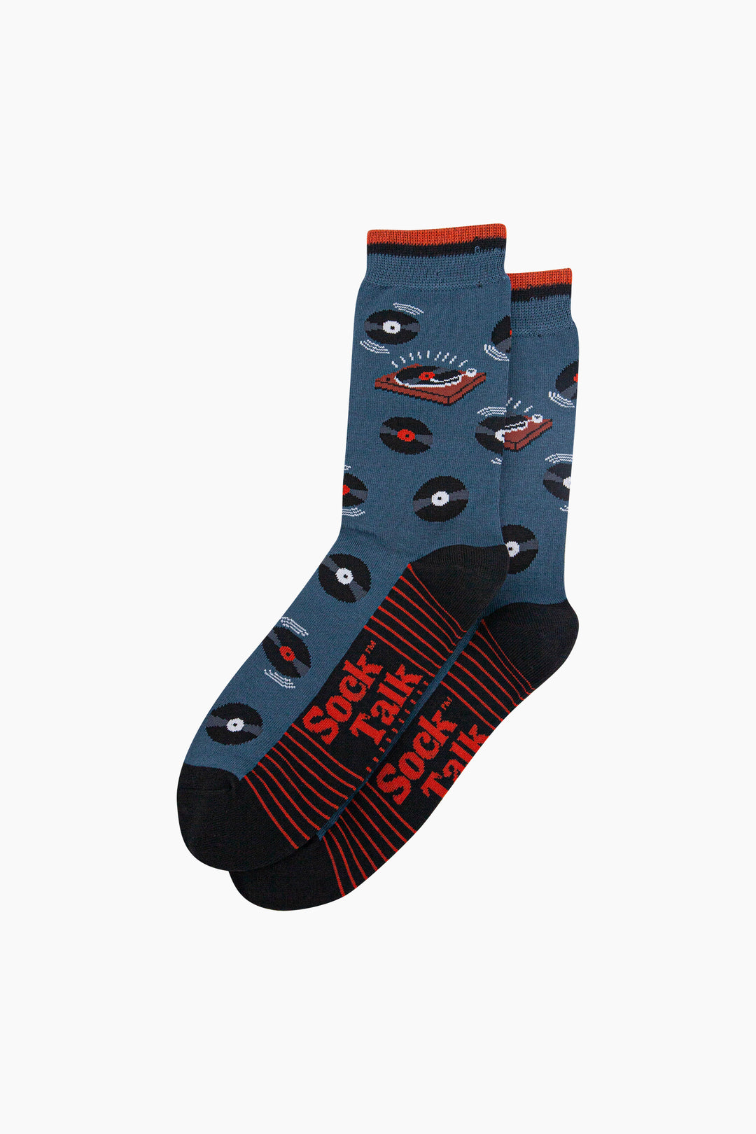 Vinyl-Records-Bamboo-Socks-in-Teal-Lying-Flat
