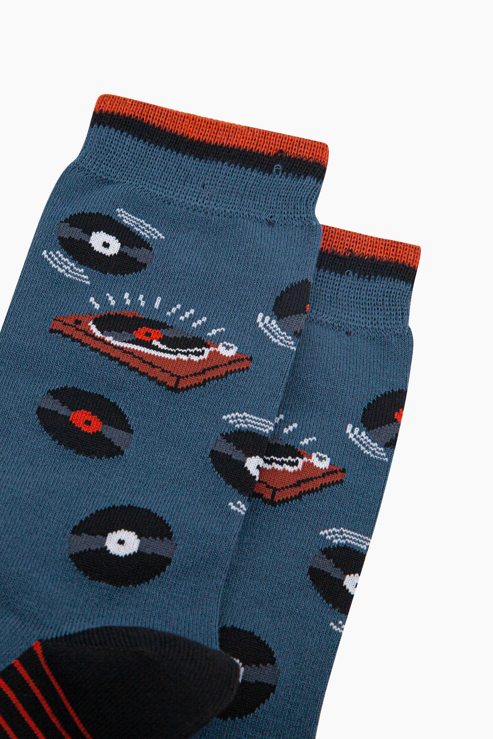 Vinyl-Records-Bamboo-Socks-in-Teal-Closeup