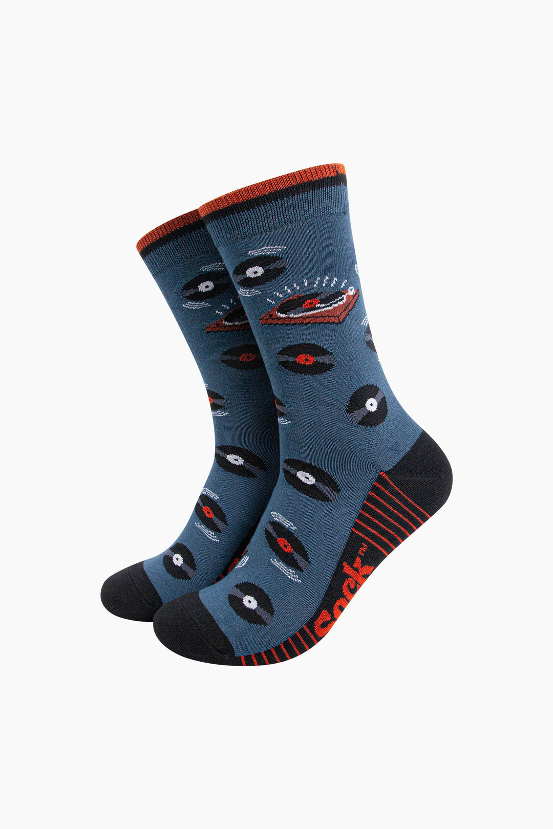 Vinyl-Records-Bamboo-Socks-in-Teal-Mannequin