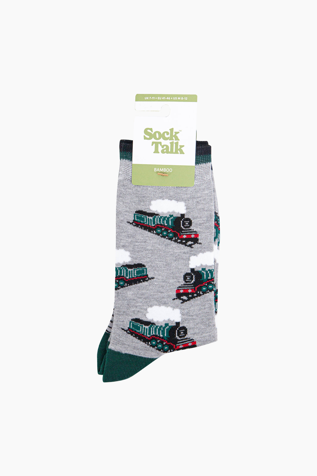 Steam-Trains-Bamboo-Socks-in-Light-Grey-In-Packaging