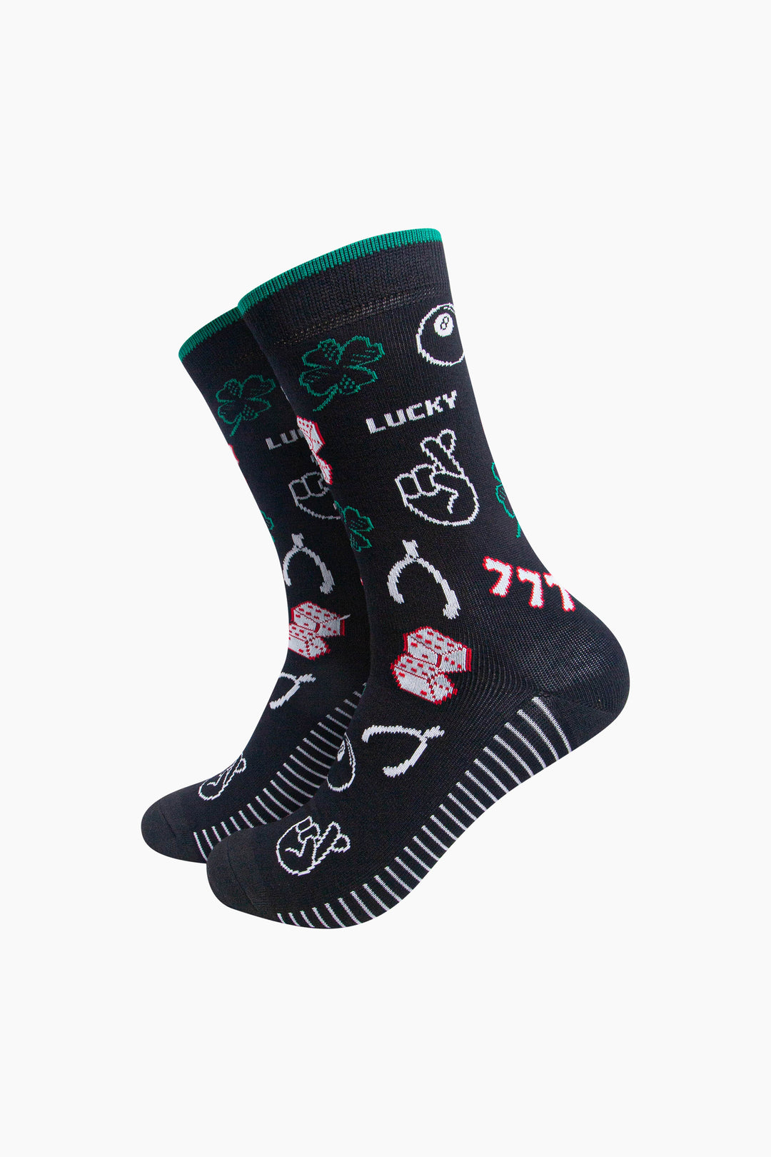 Lucky Symbols Men's Bamboo Socks in Black