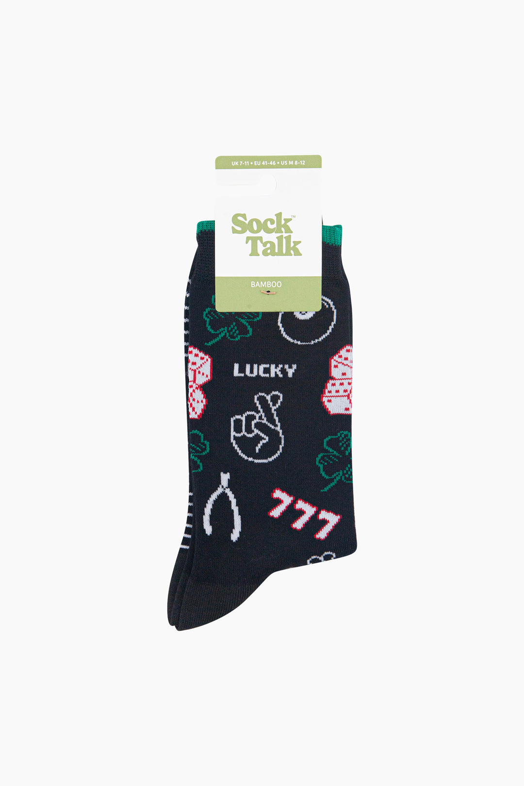 Lucky-Symbols-Men's-Bamboo-Socks-in-Black-In-Packaging