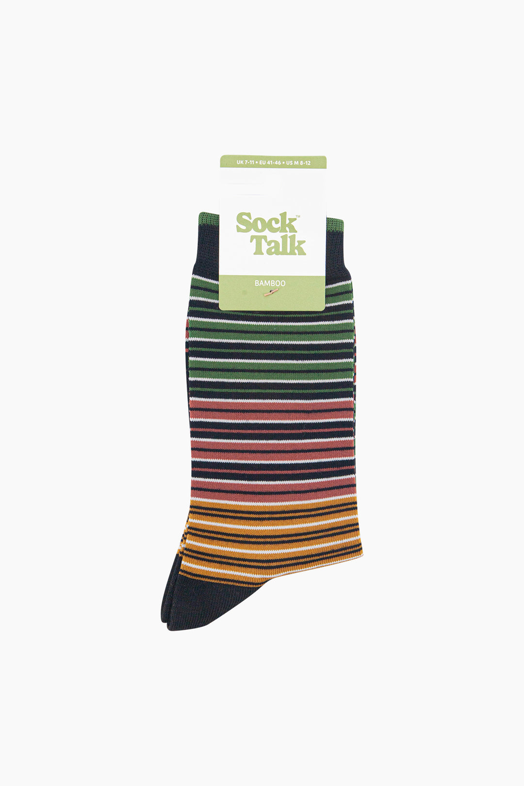 Stripey-Men's-Bamboo-Socks-in-Black/Green/Orange-In-Packaging
