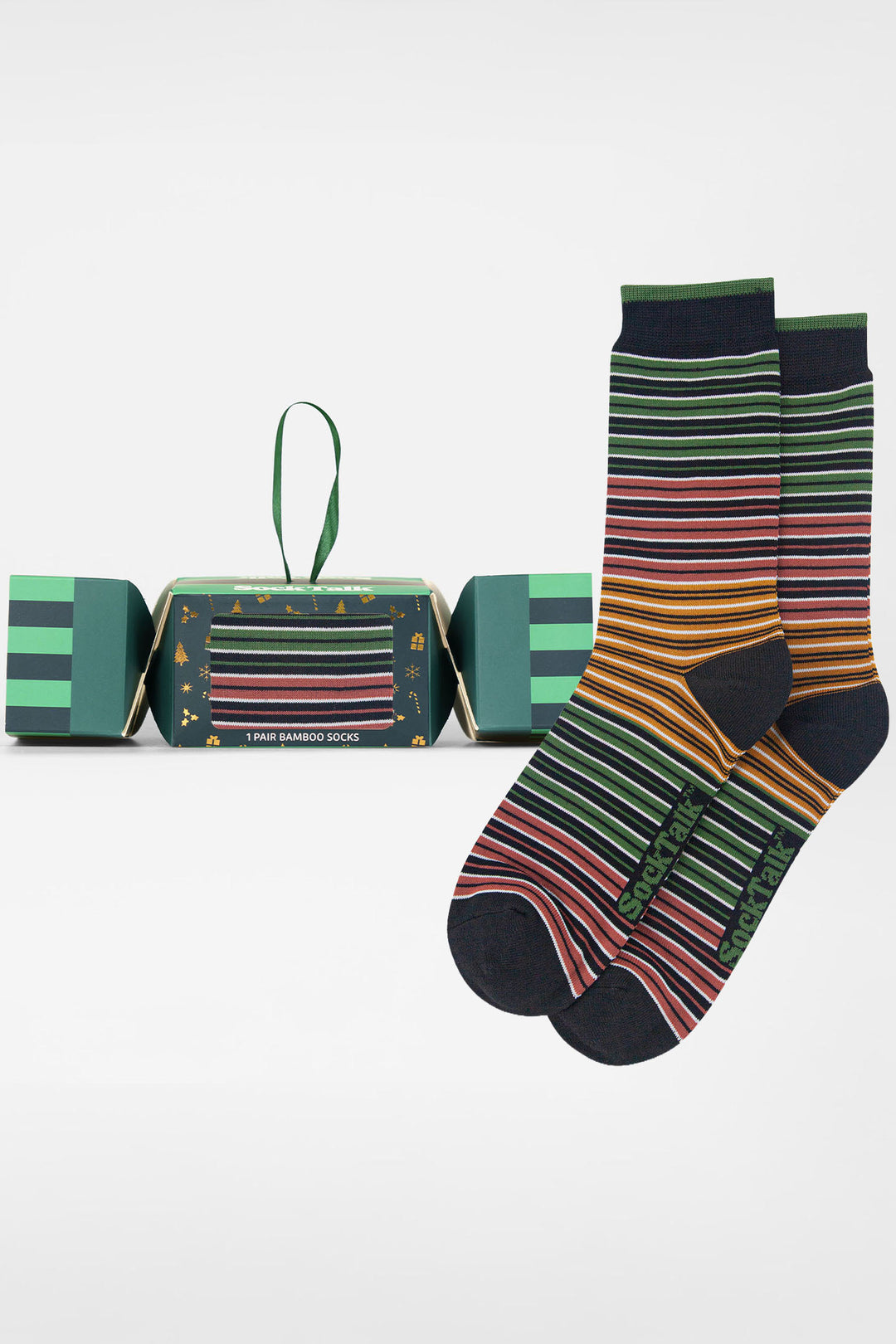 Stripe-Bamboo-Crew-Socks-Christmas-Cracker-Gift-Box-in-Khaki/Orange