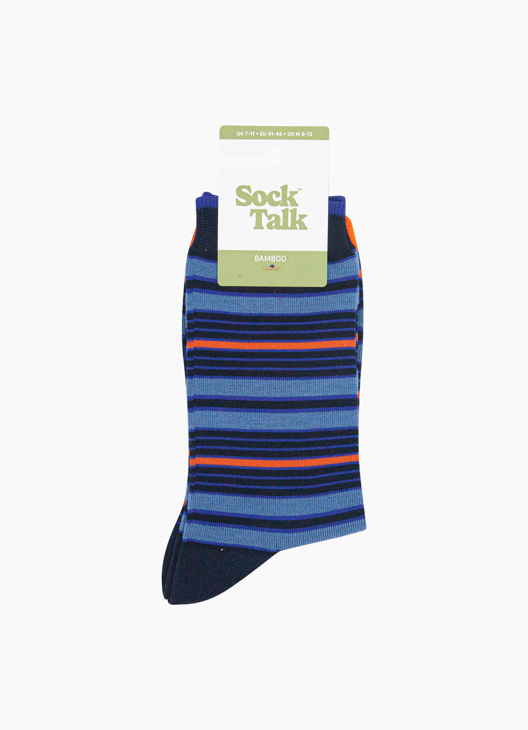 Stripey-Men's-Bamboo-Socks-in-Navy-Blue/Orange-In-Packaging