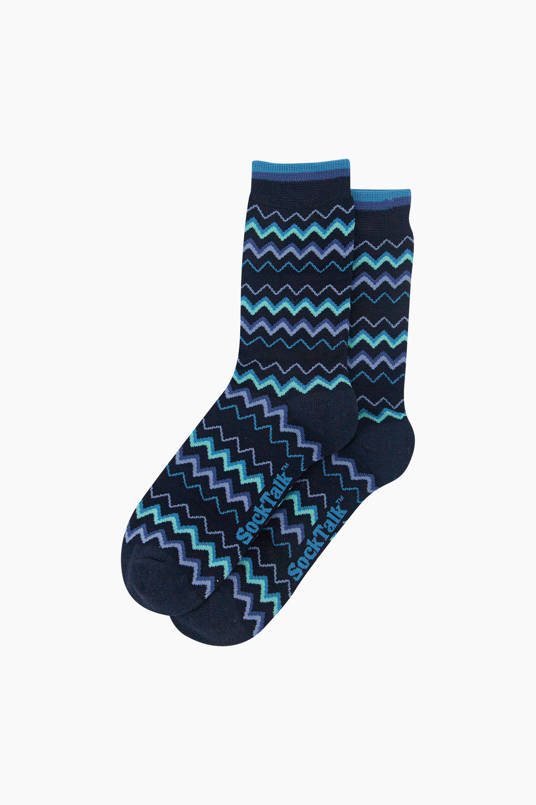 Zig-Zag-Men's-Bamboo-Socks-in-Navy-Laid-Flat