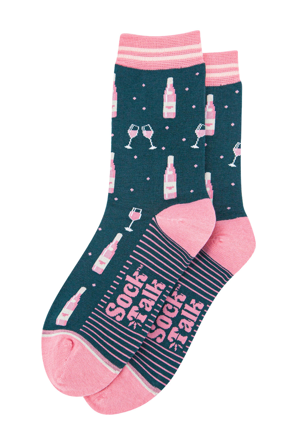 womens-bamboo-socks-forest-green-light-pink-rose-wine-laying-flat
