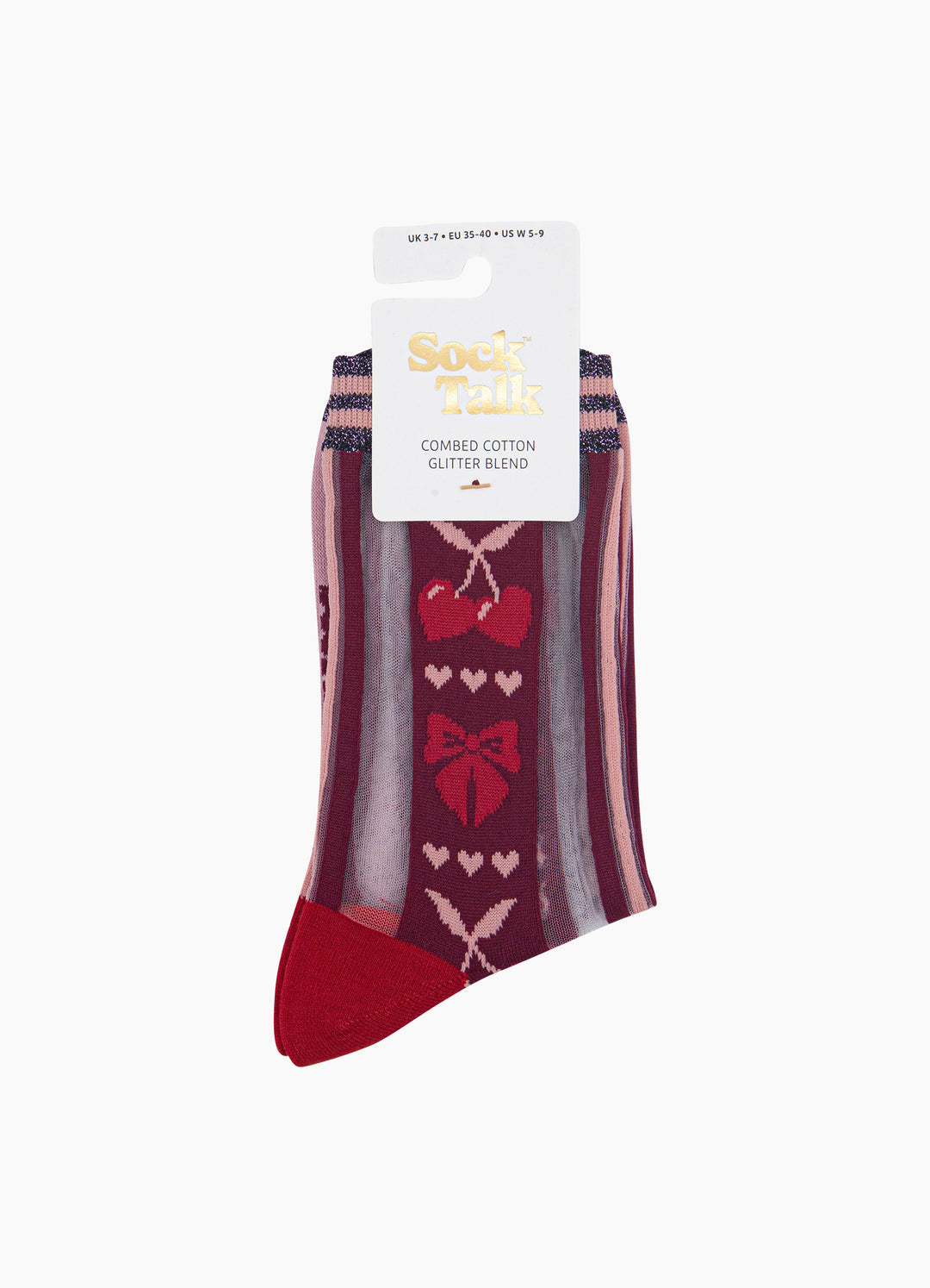 Bow-&-Cherry-Sheer-Socks-in-Burgundy/Soft-Pink-In-Packaging