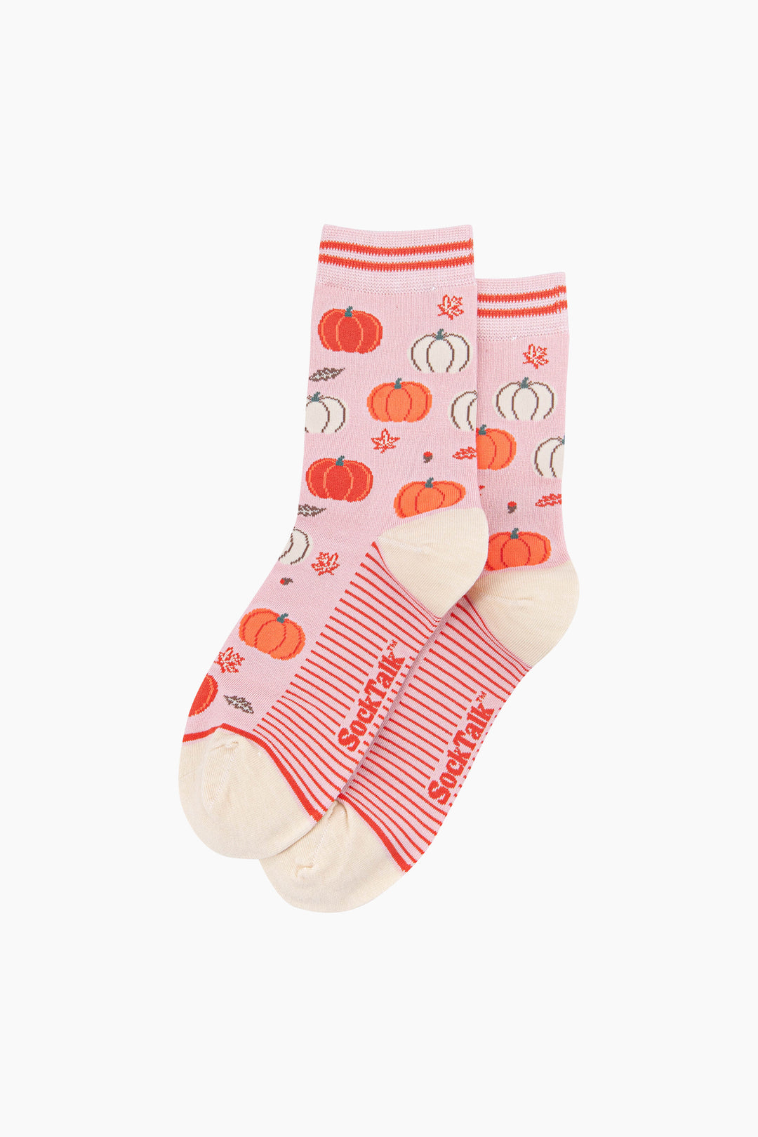 Pumpkin-Women's-Bamboo-Socks-in-Soft-Pink-Laid-Flat