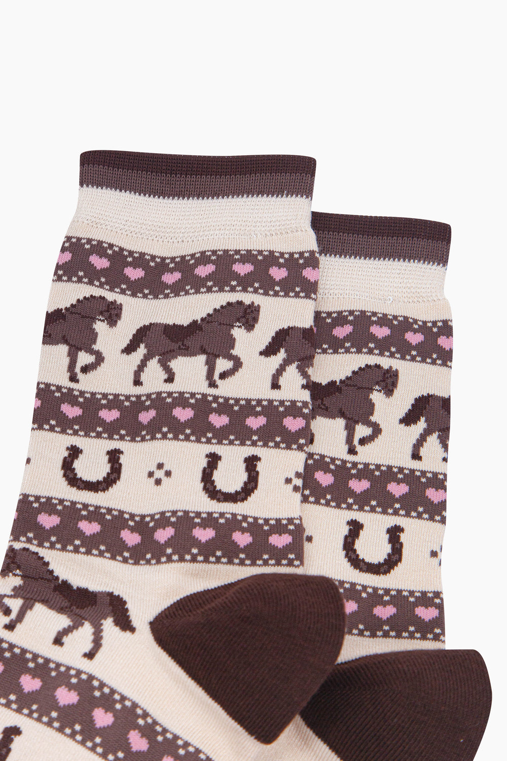 Horse-Argyle-Women's-Bamboo-Socks-in-Cream-Close-Up