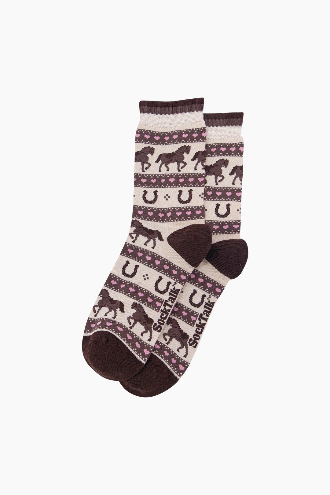 Horse-Argyle-Women's-Bamboo-Socks-in-Cream-Laid-Flat