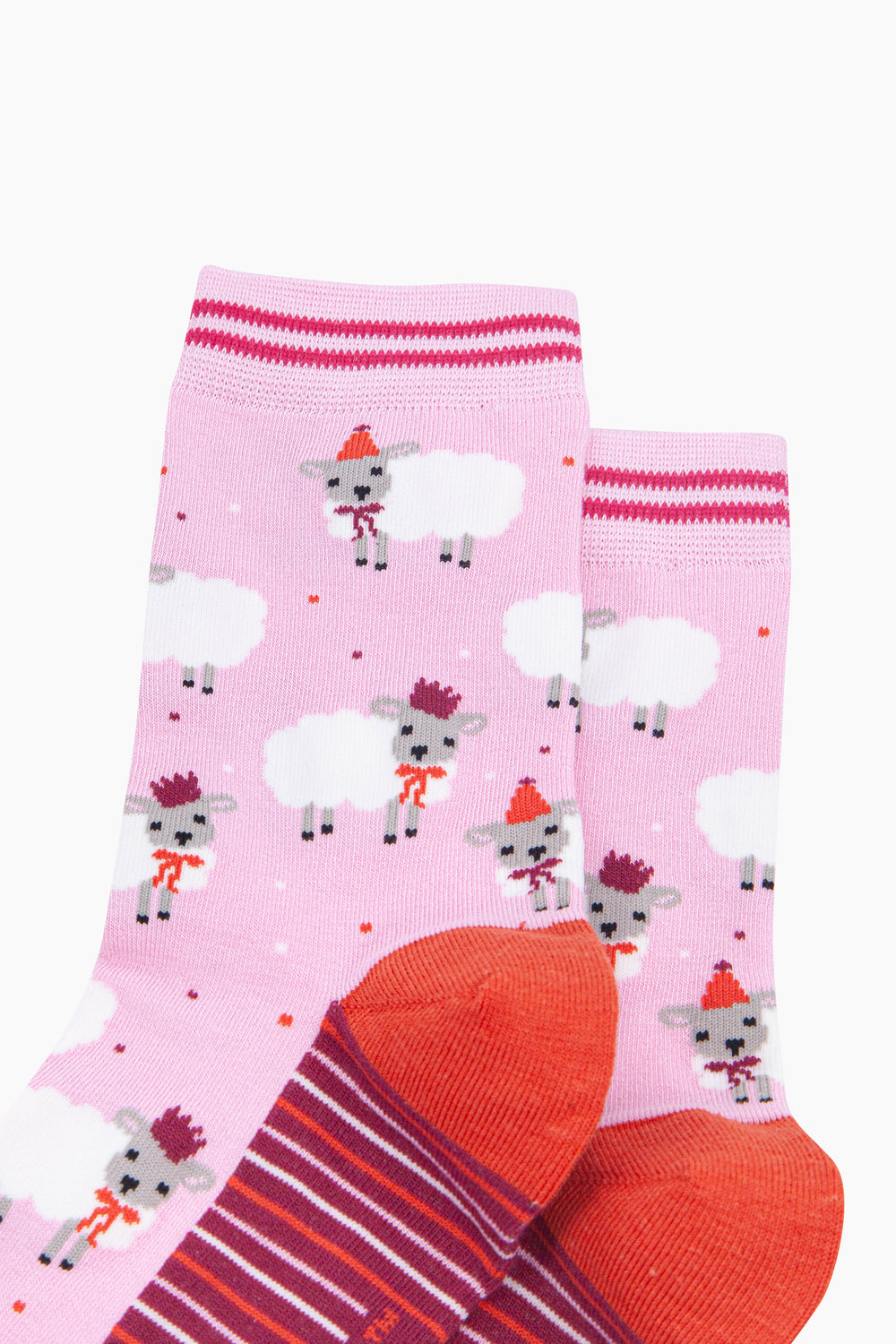 Party-Sheep-Women's-Bamboo-Socks-in-Pink-Close-Up