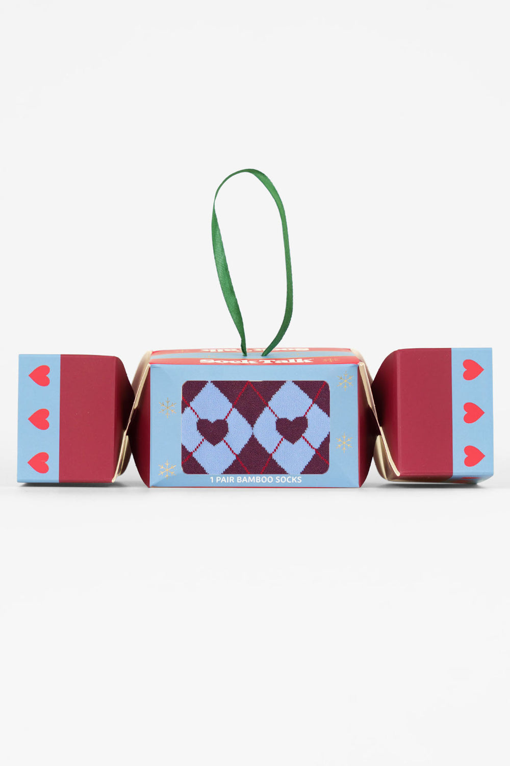 Argyle-Heart-Bamboo-Crew-Socks-Christmas-Cracker-Gift-Box-in-Berry/Blue