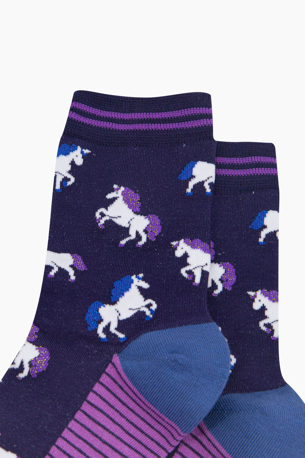 Unicorn-Women's-Bamboo-Socks-in-Navy-Blue-Close-Up