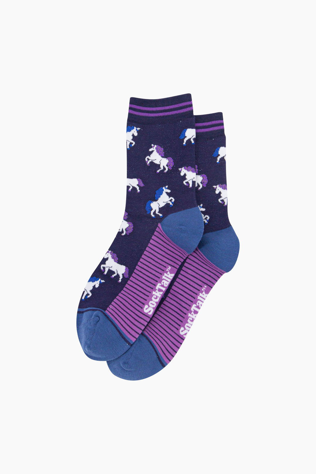 Unicorn-Women's-Bamboo-Socks-in-Navy-Blue-Laid-Flat