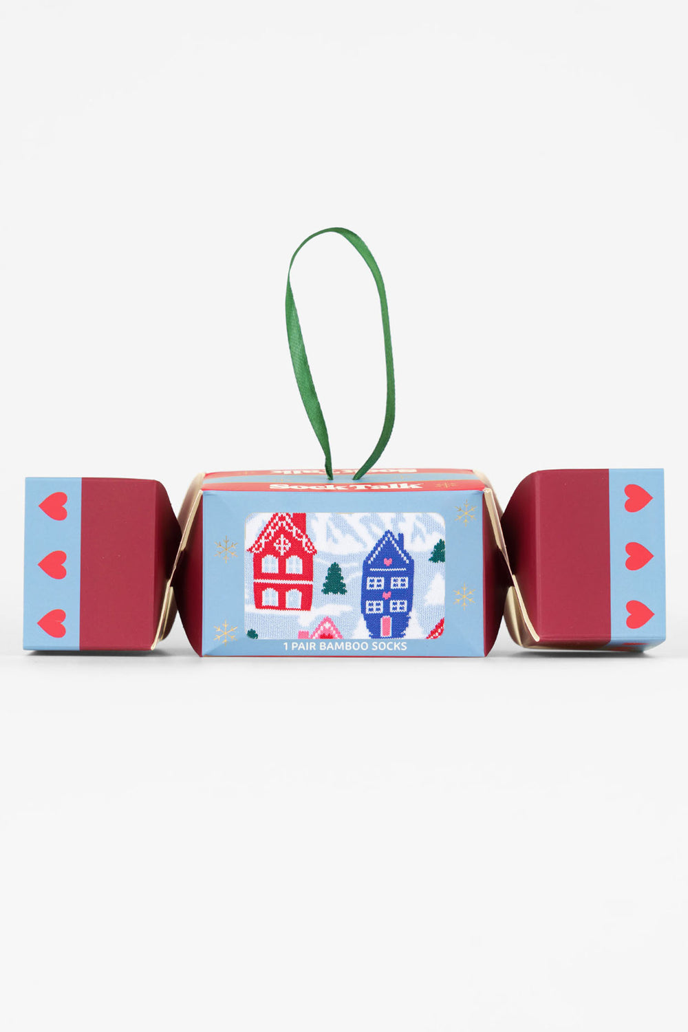 Ski-Chalet-Bamboo-Crew-Socks-Christmas-Cracker-Gift-Box-in-Blue