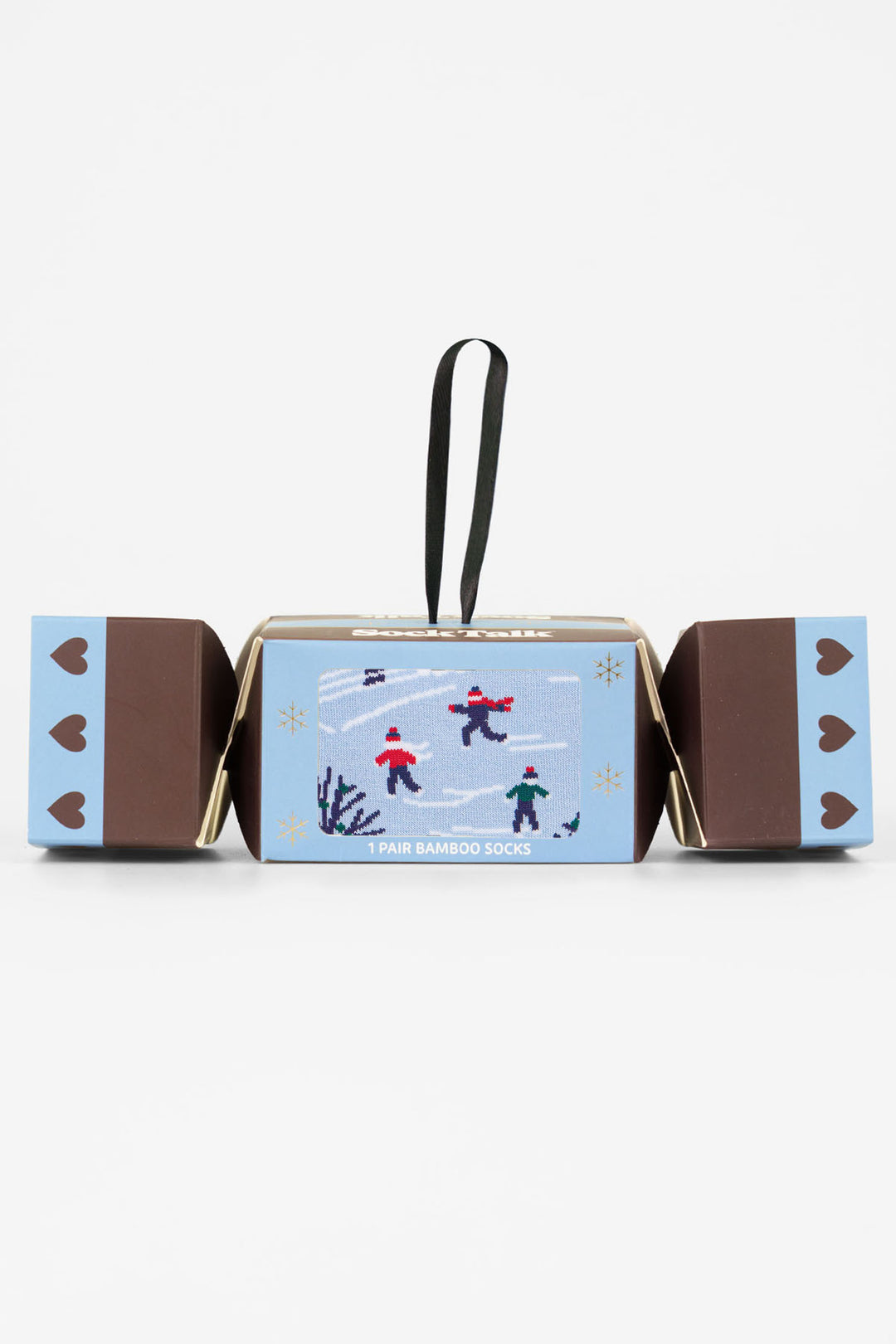 Ice-Skating-Bamboo-Crew-Socks-Christmas-Cracker-Gift-Box-in-Blue