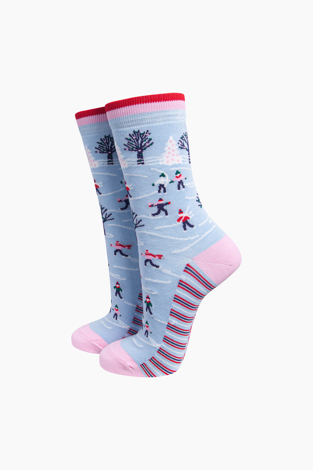 Ice Skaters Women's Bamboo Socks in Icy Blue