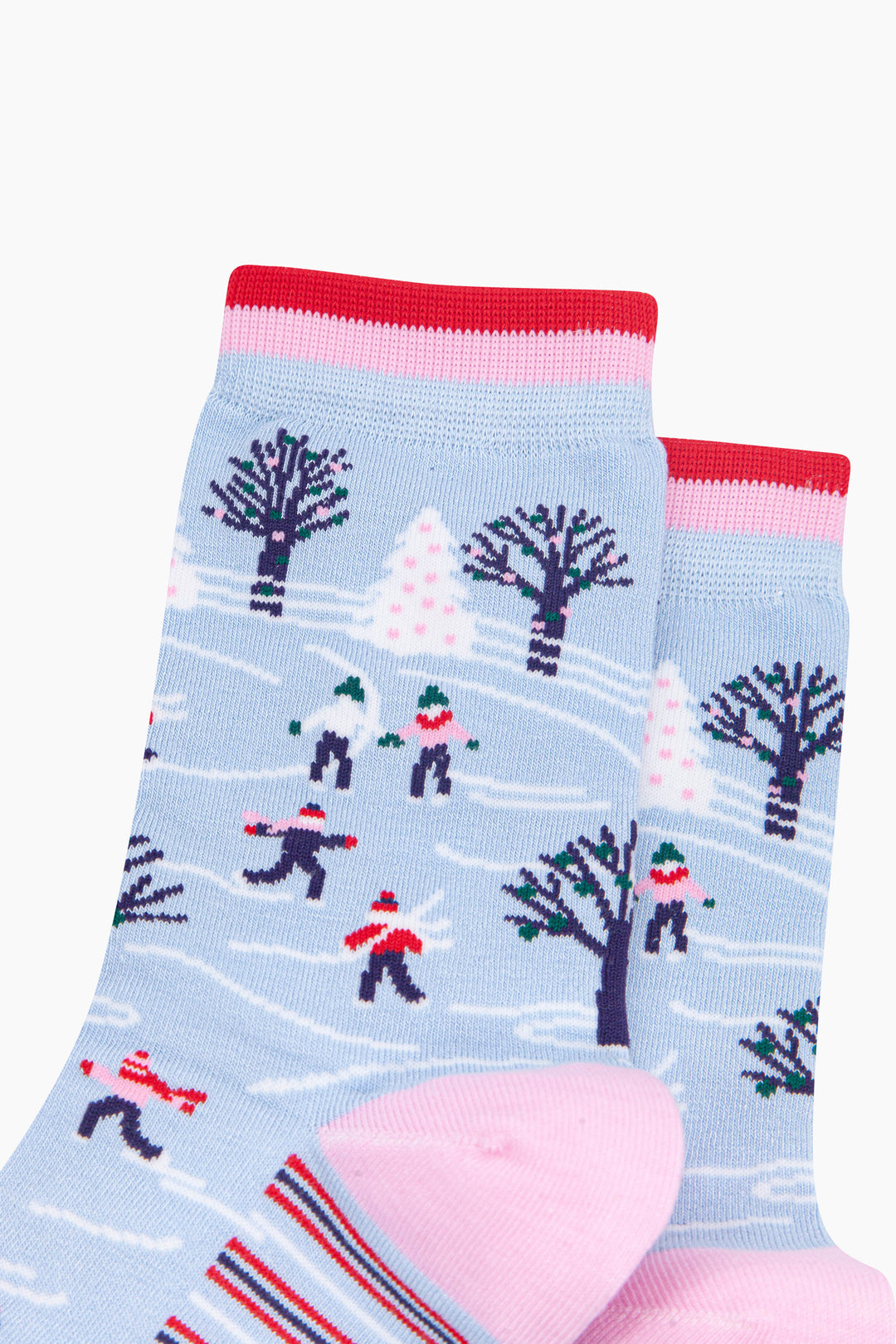 Ice-Skaters-Women's-Bamboo-Socks-in-Icy-Blue-Close-Up