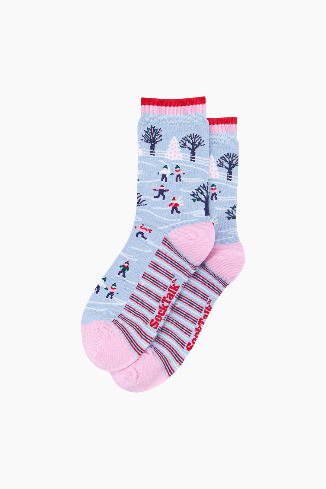 Ice-Skaters-Women's-Bamboo-Socks-in-Icy-Blue-Laid-Flat