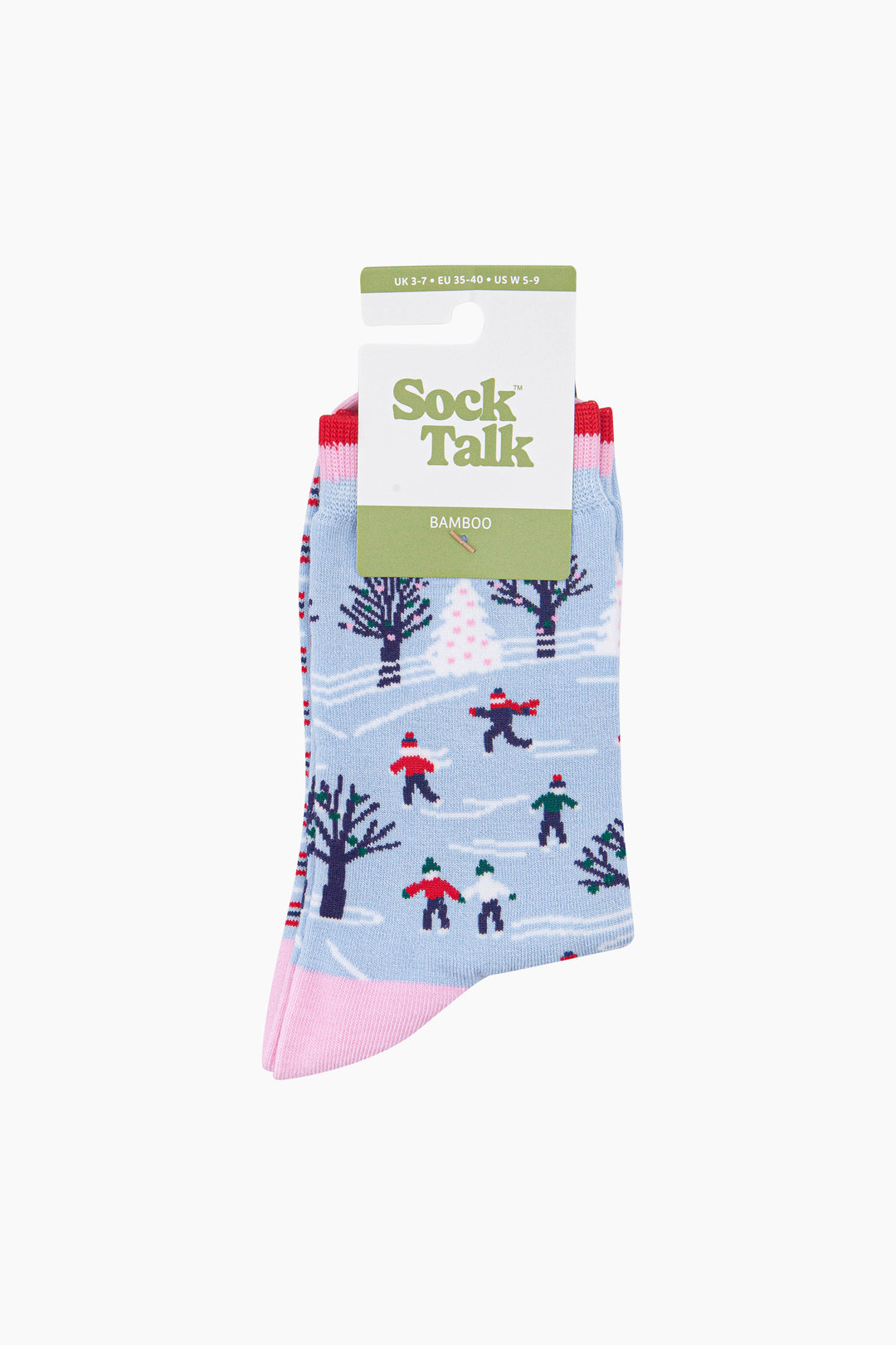 Ice-Skaters-Women's-Bamboo-Socks-in-Icy-Blue-In-Packaging