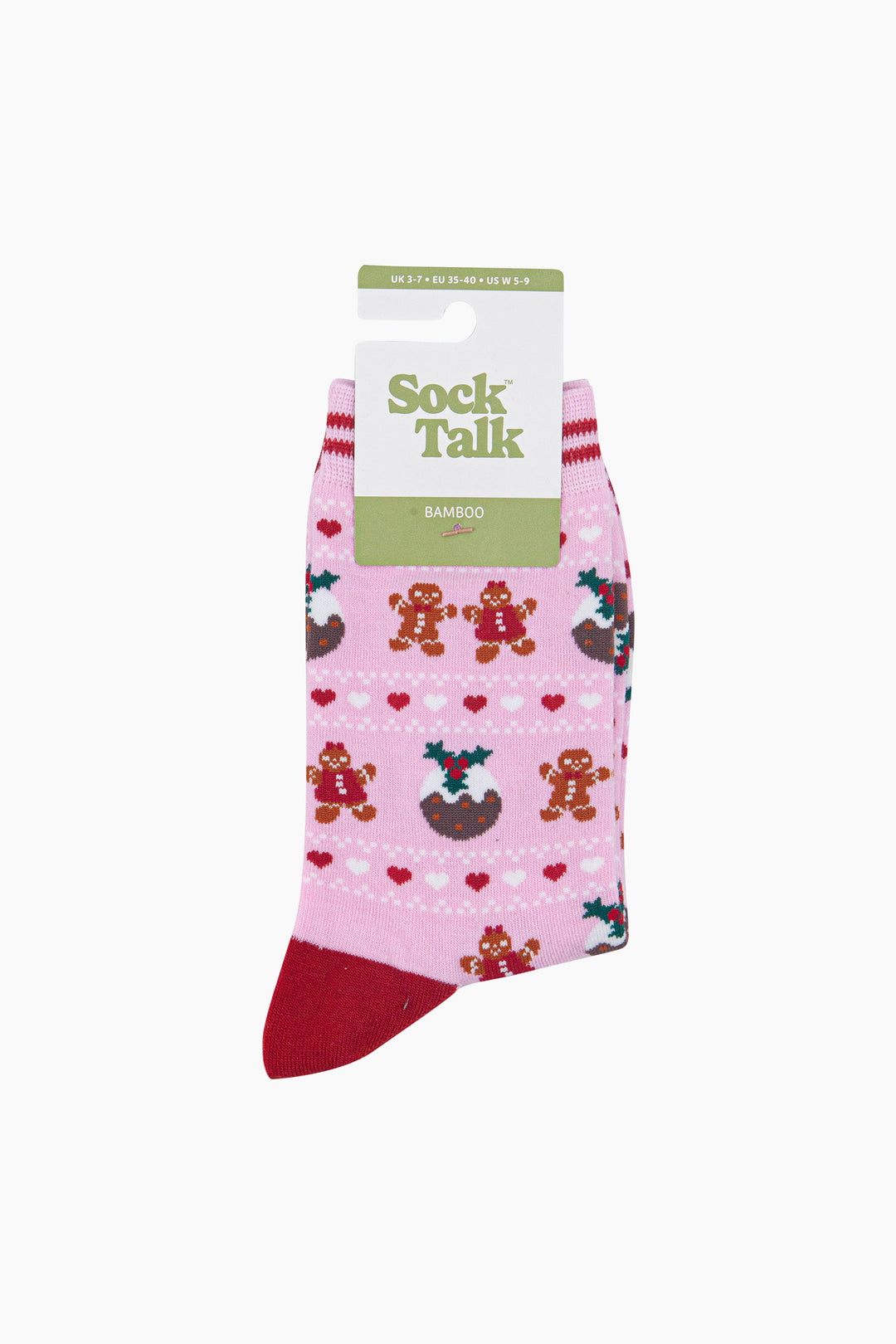 Christmas-Pudding-&-Gingerbread-Women's-Bamboo-Socks-in-Pink-In-Packaging