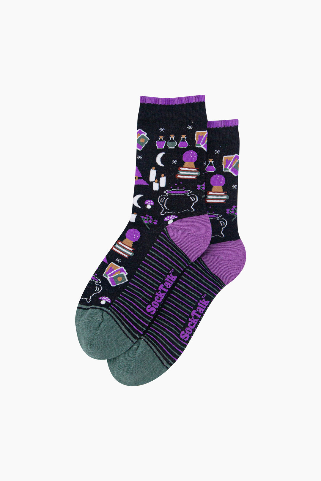 Witchy-Women's-Bamboo-Socks-in-Black-Laid-Flat