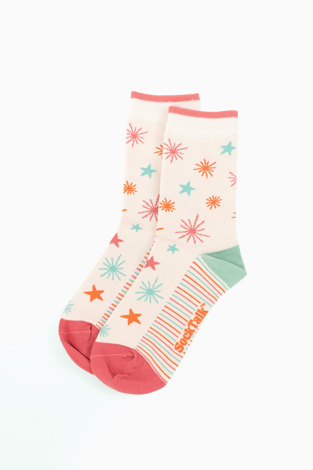 Star-Women's-Bamboo-Socks-in-Cream-Laid-Flat