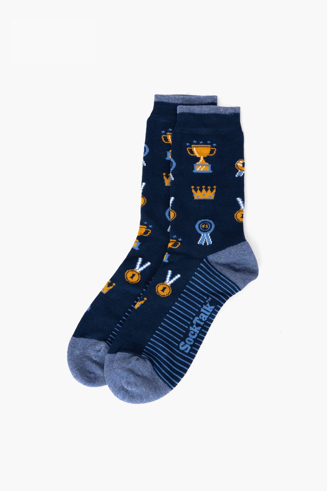 Trophies-Men's-Bamboo-Socks-in-Navy-Blue-Laid-Flat