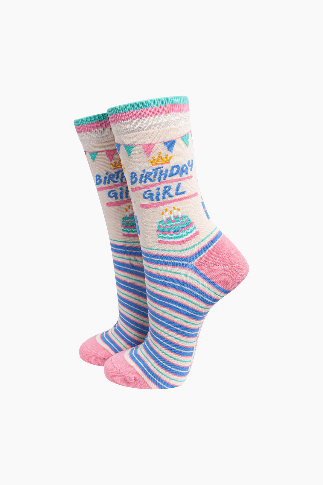 Birthday-Girl-Women's-Bamboo-Socks-in-Cream-On-Mannequin