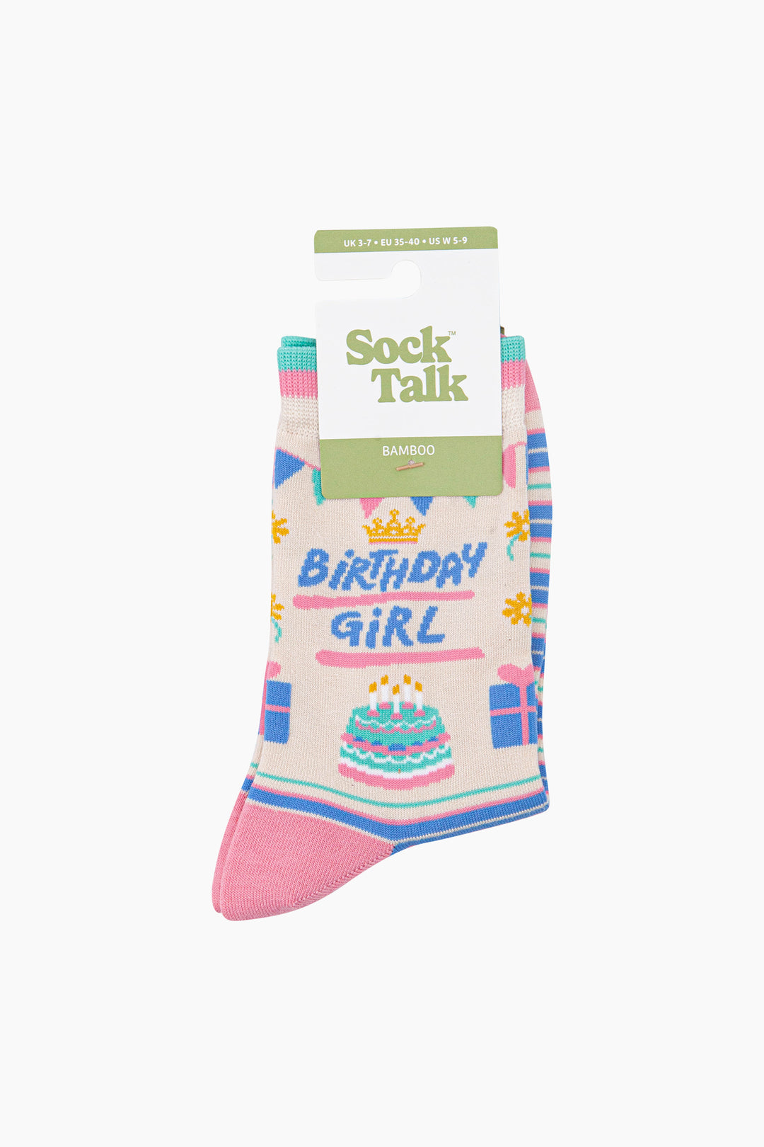 Birthday-Girl-Women's-Bamboo-Socks-in-Cream-In-Packaging