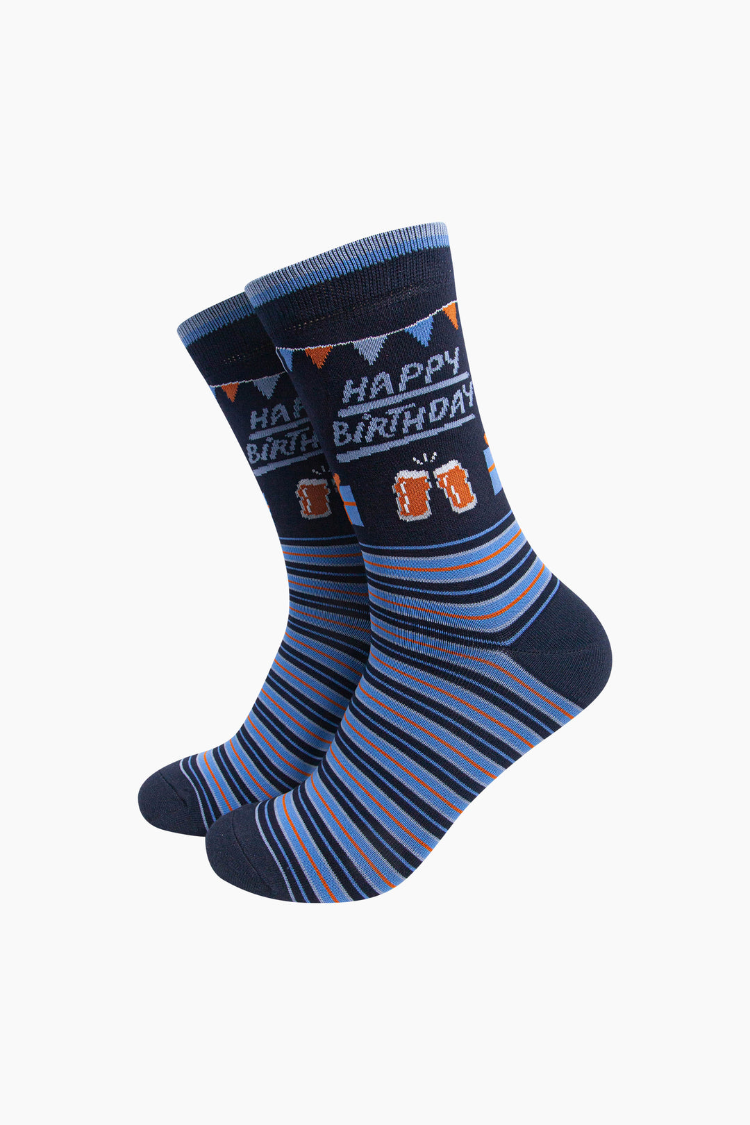 Happy Birthday Men's Bamboo Socks in Navy Blue