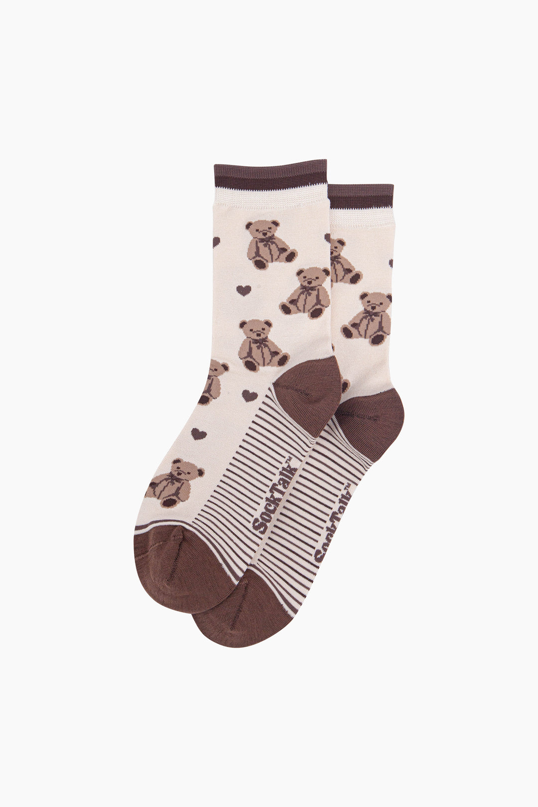 Teddy-Bear-Women's-Bamboo-Socks-in-Cream-Laid-Flat