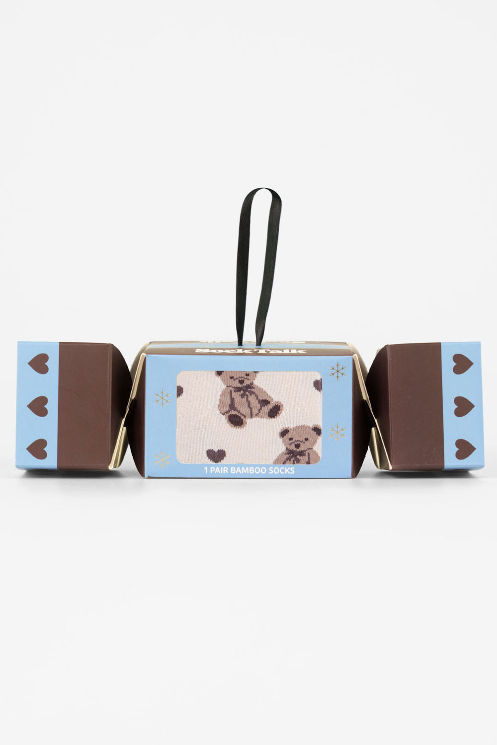 Teddy-Bear-Bamboo-Crew-Socks-Christmas-Cracker-Gift-Box-in-Cream
