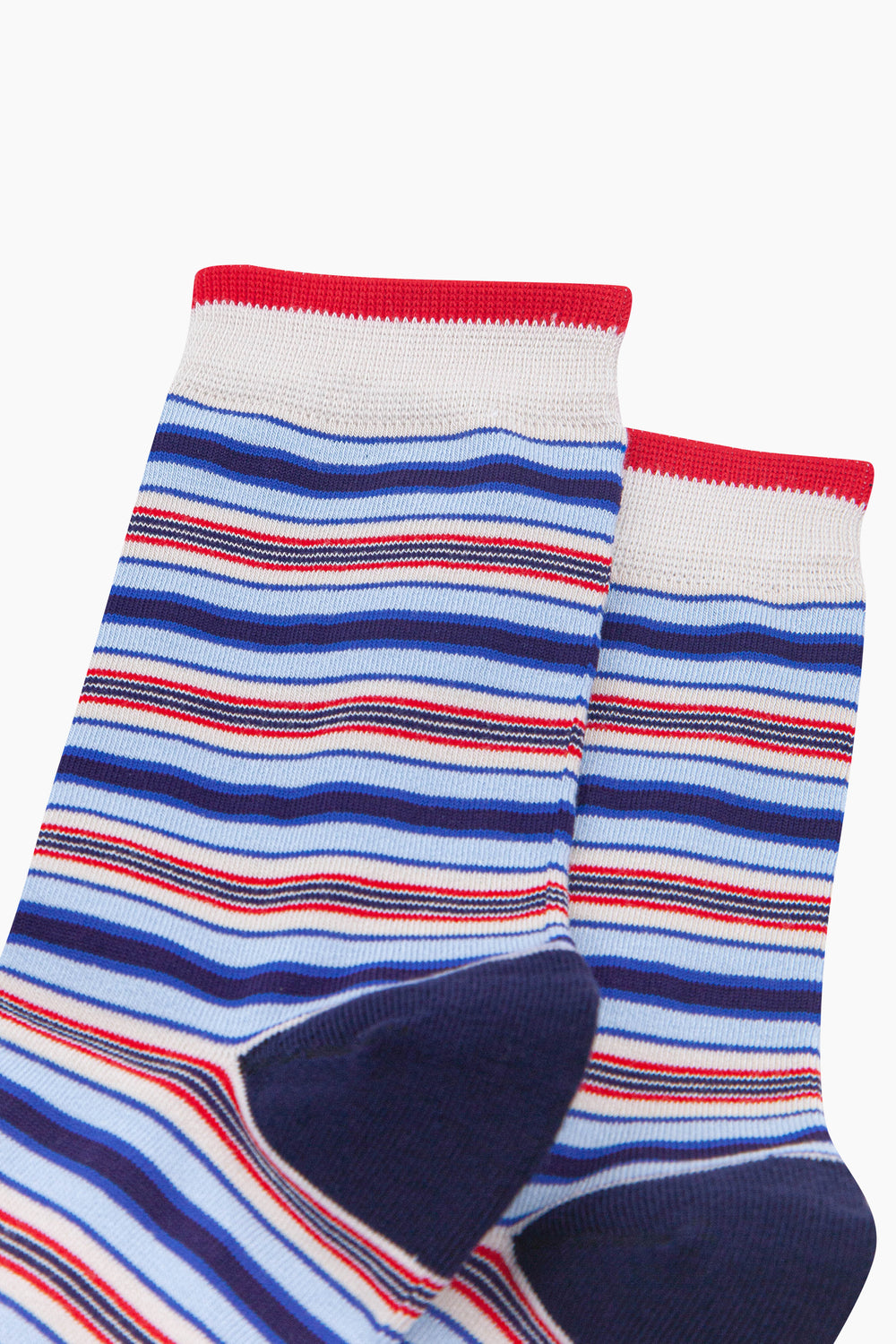 Stripey-Women's-Bamboo-Socks-in-Cream/Blue-Close-Up